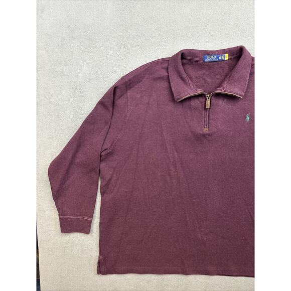 Polo Ralph Lauren Sweater Mens 3XB Purple Burgundy 1/4 Zip Pullover Sweatshirt - Picture 3 of 8